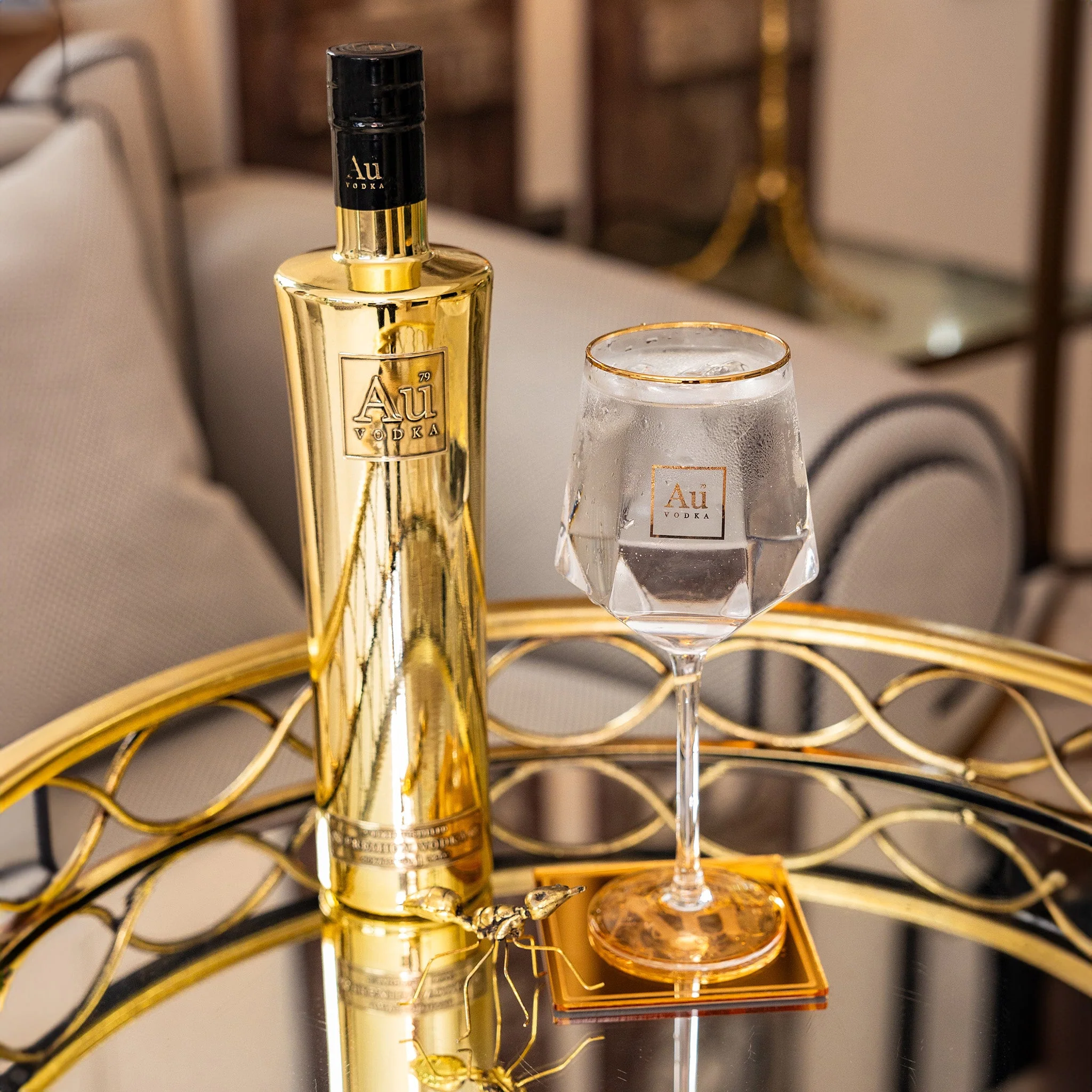 Au Vodka Long Stem Diamond Cut Glass - Image 12